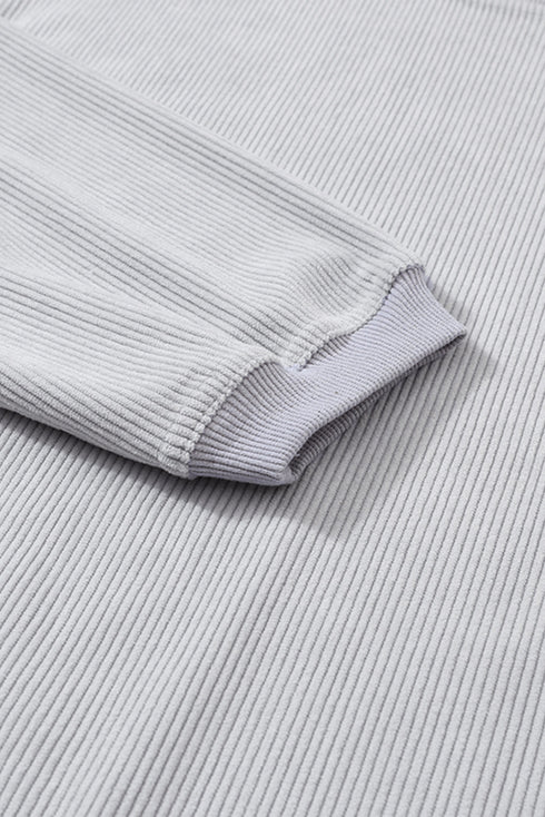 Textured Ribbed Corduroy Long Sleeve Oversized Sweatshirt