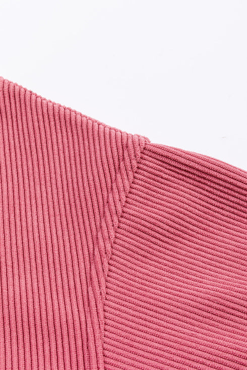 Textured Ribbed Corduroy Long Sleeve Oversized Sweatshirt