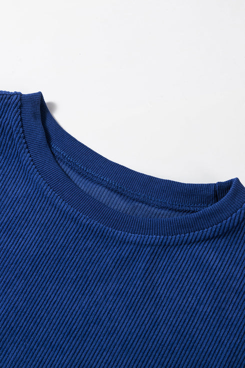 Textured Ribbed Corduroy Long Sleeve Oversized Sweatshirt