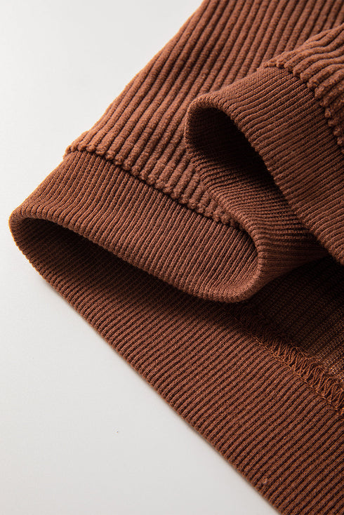 Textured Ribbed Corduroy Long Sleeve Oversized Sweatshirt