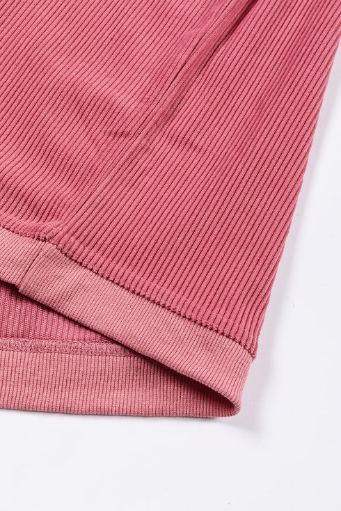 Textured Ribbed Corduroy Long Sleeve Oversized Sweatshirt