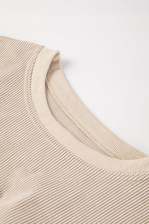 Textured Ribbed Corduroy Long Sleeve Oversized Sweatshirt