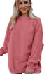 Textured Ribbed Corduroy Long Sleeve Oversized Sweatshirt