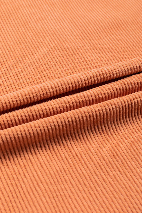 Textured Ribbed Corduroy Long Sleeve Oversized Sweatshirt