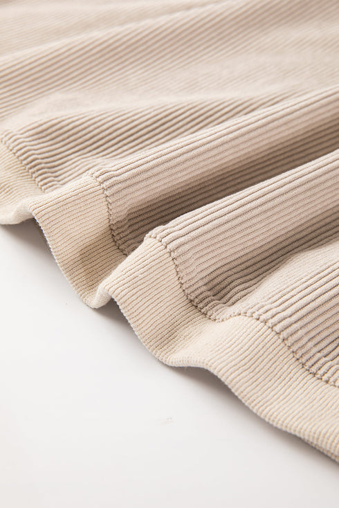 Textured Ribbed Corduroy Long Sleeve Oversized Sweatshirt