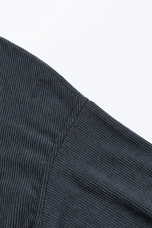 Textured Ribbed Corduroy Long Sleeve Oversized Sweatshirt