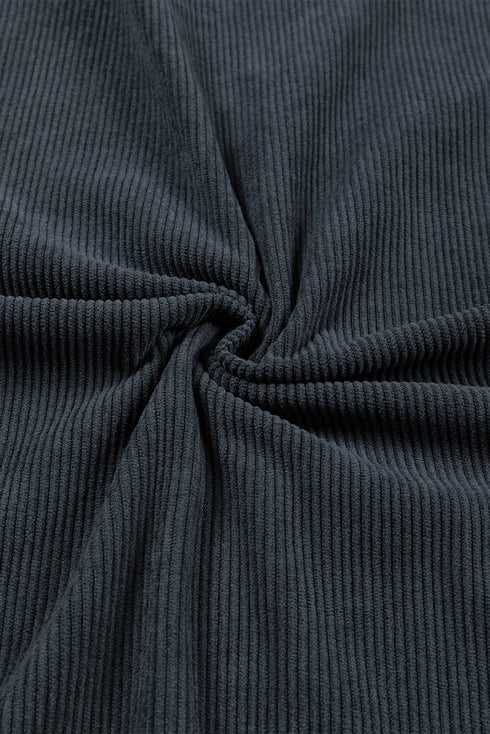 Textured Ribbed Corduroy Long Sleeve Oversized Sweatshirt