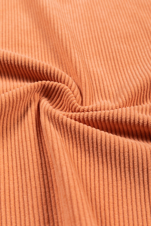 Textured Ribbed Corduroy Long Sleeve Oversized Sweatshirt