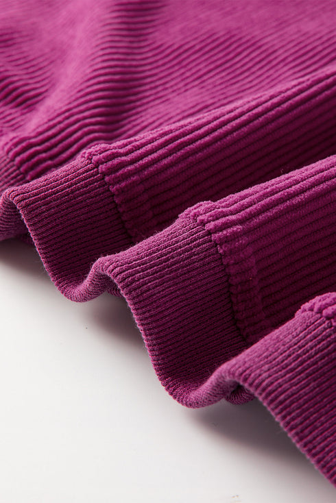 Textured Ribbed Corduroy Long Sleeve Oversized Sweatshirt