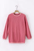 Textured Ribbed Corduroy Long Sleeve Oversized Sweatshirt