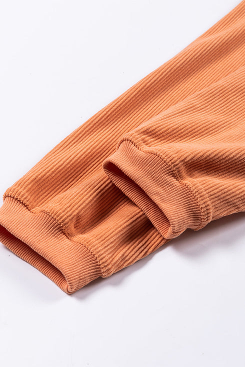 Textured Ribbed Corduroy Long Sleeve Oversized Sweatshirt