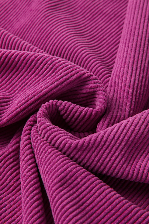 Textured Ribbed Corduroy Long Sleeve Oversized Sweatshirt