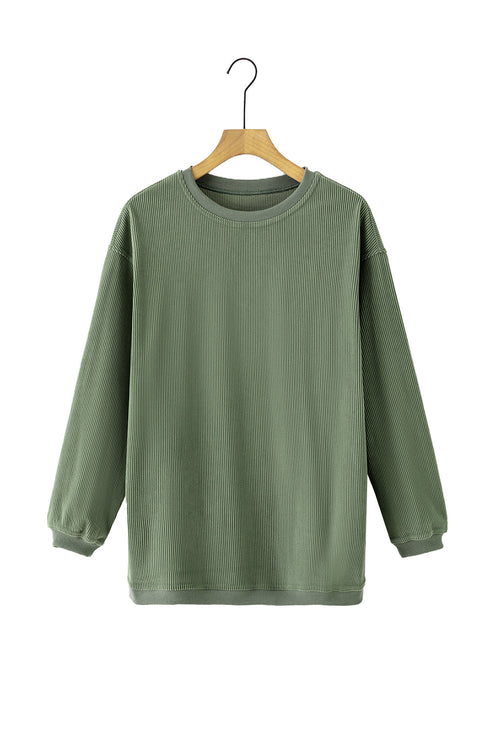 Textured Ribbed Corduroy Long Sleeve Oversized Sweatshirt