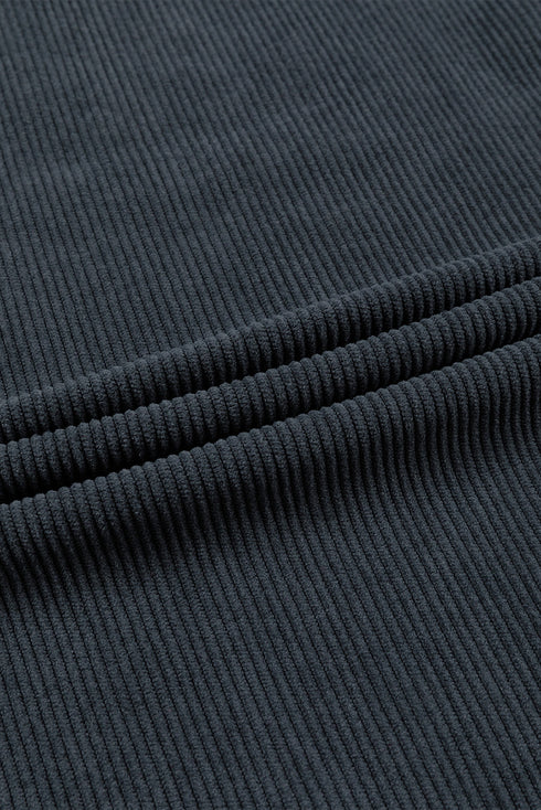 Textured Ribbed Corduroy Long Sleeve Oversized Sweatshirt