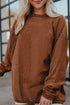 Textured Ribbed Corduroy Long Sleeve Oversized Sweatshirt