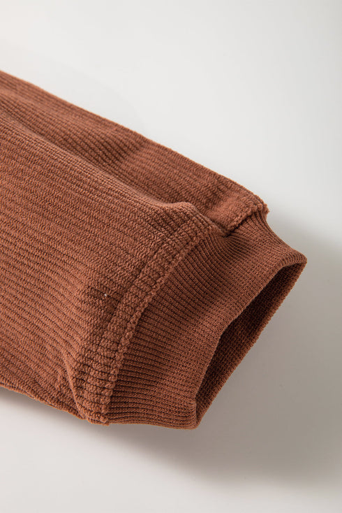 Textured Ribbed Corduroy Long Sleeve Oversized Sweatshirt