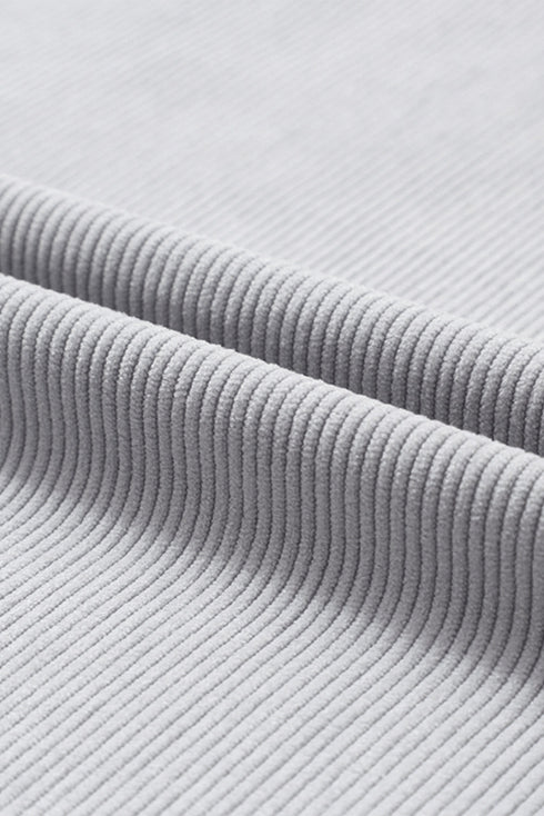 Textured Ribbed Corduroy Long Sleeve Oversized Sweatshirt