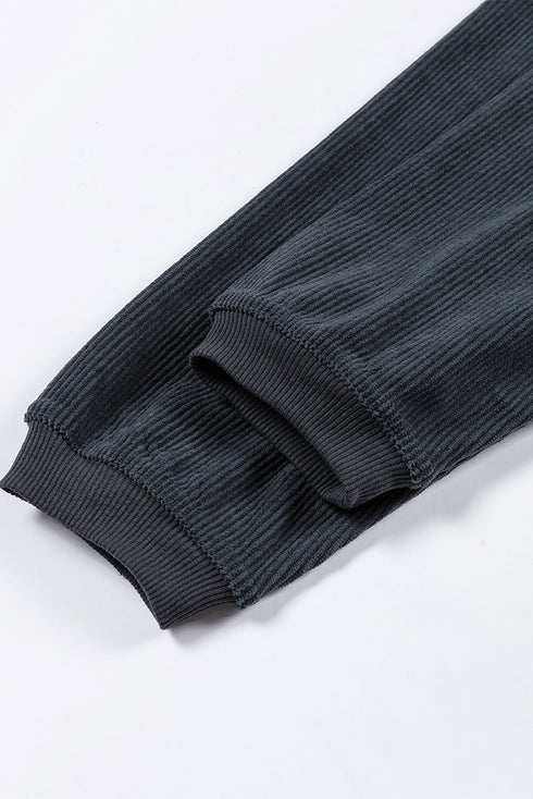 Textured Ribbed Corduroy Long Sleeve Oversized Sweatshirt