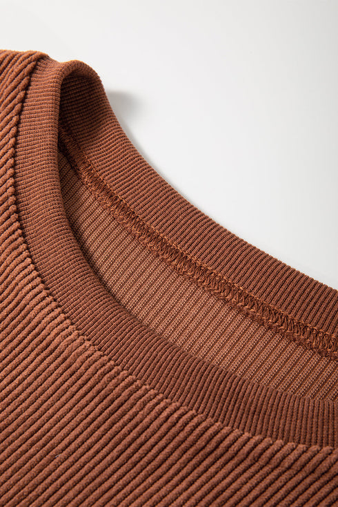 Textured Ribbed Corduroy Long Sleeve Oversized Sweatshirt