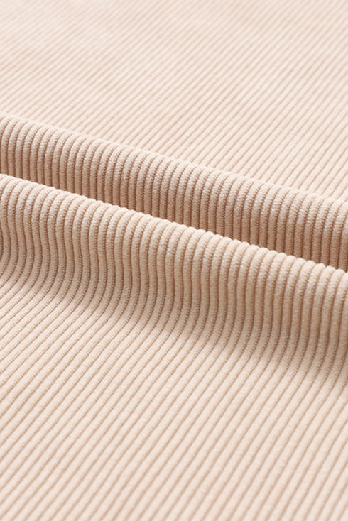 Textured Ribbed Corduroy Long Sleeve Oversized Sweatshirt
