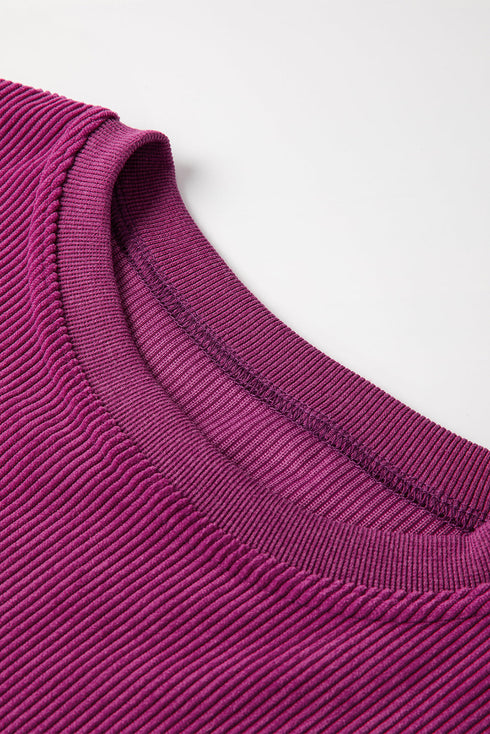 Textured Ribbed Corduroy Long Sleeve Oversized Sweatshirt