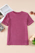 Textured Ribbed Crew Neck Short Sleeve Casual Top