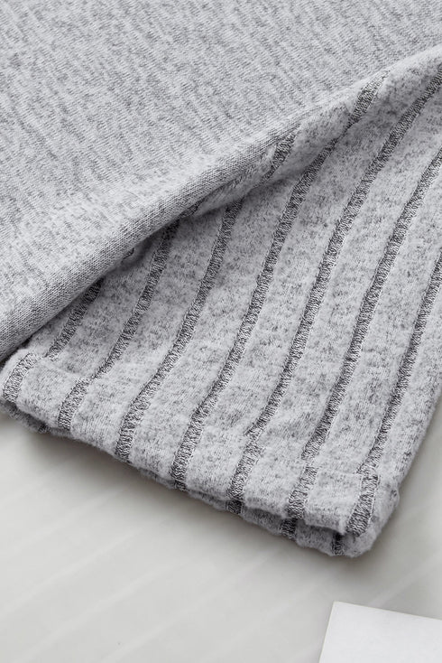 Textured Ribbed Crew Neck Short Sleeve Casual Top