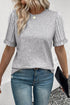 Textured Ribbed Crew Neck Short Sleeve Casual Top