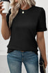 Textured Ribbed Crew Neck Short Sleeve Casual Top