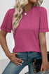 Textured Ribbed Crew Neck Short Sleeve Casual Top