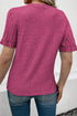 Textured Ribbed Crew Neck Short Sleeve Casual Top