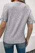 Textured Ribbed Crew Neck Short Sleeve Casual Top