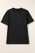 Textured Ribbed Crew Neck Short Sleeve Casual Top