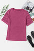 Textured Ribbed Crew Neck Short Sleeve Casual Top