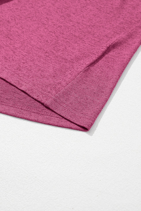 Textured Ribbed Crew Neck Short Sleeve Casual Top