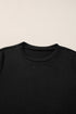 Textured Ribbed Crew Neck Short Sleeve Casual Top