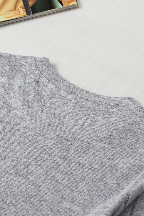 Textured Ribbed Crew Neck Short Sleeve Casual Top