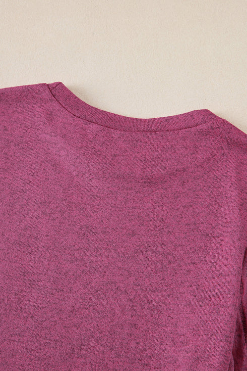 Textured Ribbed Crew Neck Short Sleeve Casual Top