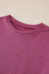 Textured Ribbed Crew Neck Short Sleeve Casual Top