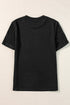 Textured Ribbed Crew Neck Short Sleeve Casual Top