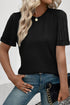 Textured Ribbed Crew Neck Short Sleeve Casual Top