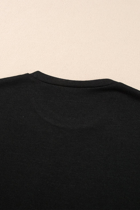 Textured Ribbed Crew Neck Short Sleeve Casual Top