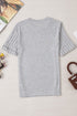 Textured Ribbed Crew Neck Short Sleeve Casual Top