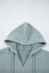 Textured Ribbed Drop Shoulder Long Sleeve Drawstring Hoodie