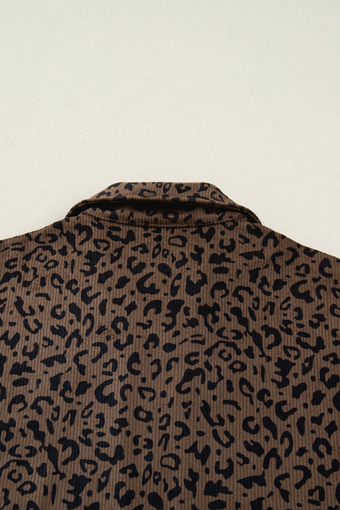 Textured Ribbed Knit Animal Print Pullover