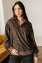 Textured Ribbed Knit Animal Print Pullover
