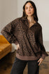 Textured Ribbed Knit Animal Print Pullover