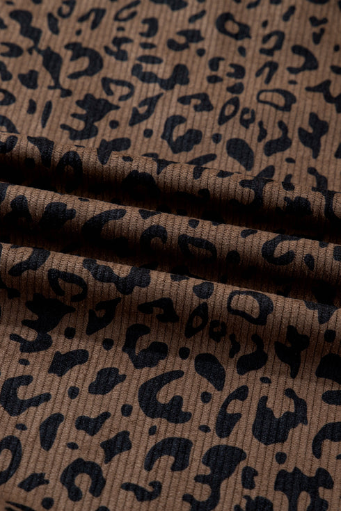 Textured Ribbed Knit Animal Print Pullover