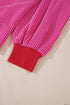 Textured Ribbed Knit Balloon Sleeve Pullover Top