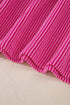 Textured Ribbed Knit Balloon Sleeve Pullover Top